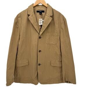 Gap Blazer Mens Large Khaki Tan Unstructured Coastal‎ Cotton Vintage NEW NOS